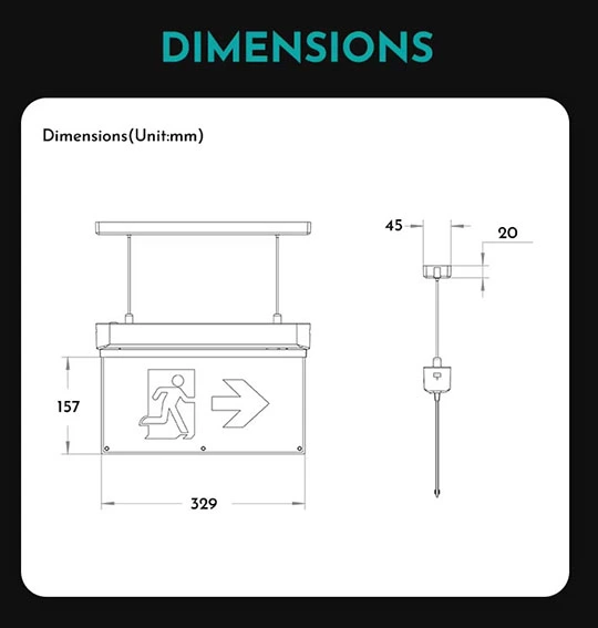 Suspended Led Emergency Exit Sign Light